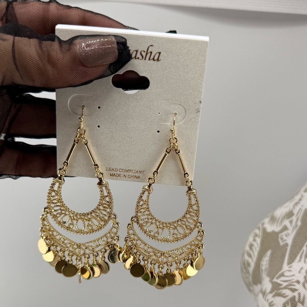 Natasha Gold Filigree Statement Earrings – Boho Chic Vibes! - Picture 6 of 8